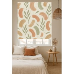 Estor Enrollable Moderno Hojas Beige – Decoración Cocina y Salón