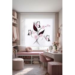 Estor Juvenil Mariposas y Rosas Rosa | Estores Iroa