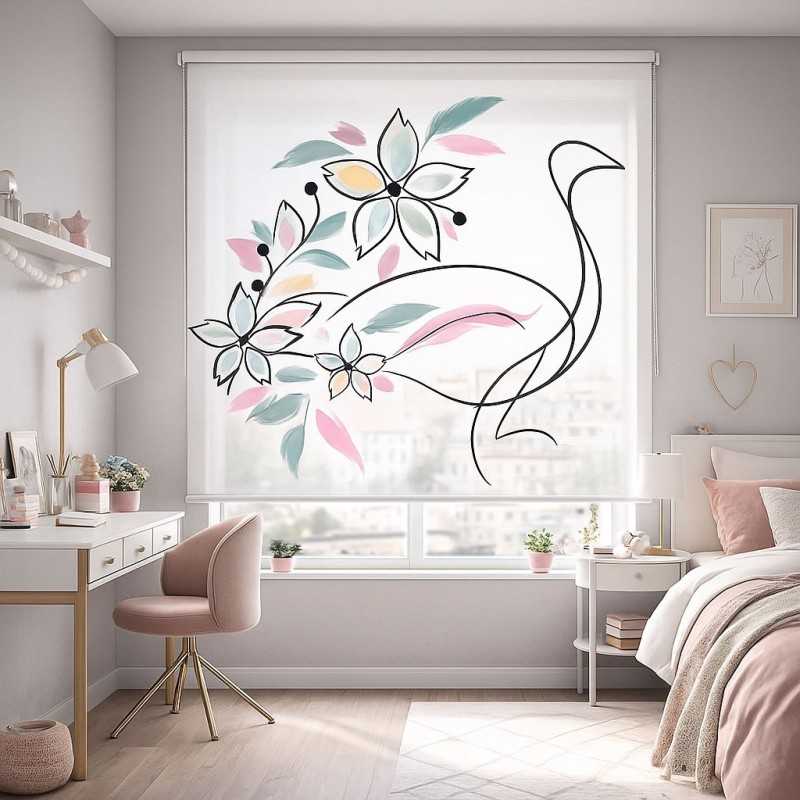 Estor Juvenil Mariposas y Rosas Rosa | Estores Iroa