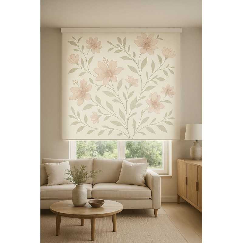 Estor enrollable Beige Decorativo Floral 07-26 | Translúcido, Opaco y Screen | Estores Iroa
