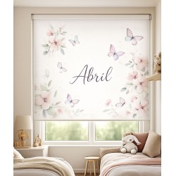 Estor Infantil Personalizado con Nombre – Flores y Mariposas | Estores Iroa