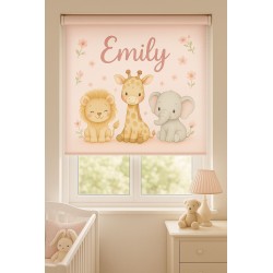 Estor Enrollable Infantil Personalizado | Animales Bebé Rosa