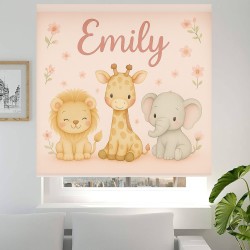 Estor Enrollable Infantil Personalizado | Animales Bebé Rosa