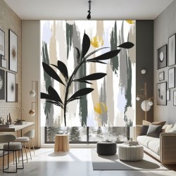 Estor Enrollable Modern Art – Diseño Abstracto Hojas & Gold- Estores Iroa