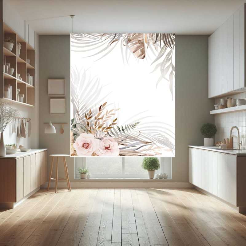 Estor Enrollable Floral – Diseño Moderno Hojas y Rosas