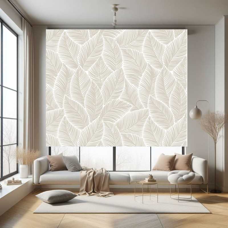 Estor Enrollable Hojas Beige – Moderno y Estilo Nórdico