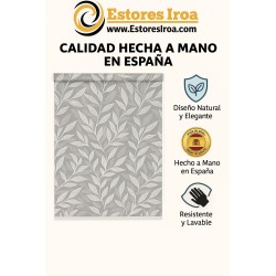 Estor Enrollable Gris Moderno – Hojas Blancas Minimalista