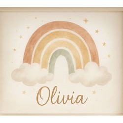Estor infantil personalizado Arcoíris Acuarela 16-26· Decoración bebé niña · Enrollable a medida · Hecho en España
