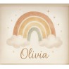 Estor infantil personalizado Arcoíris Acuarela 16-26· Decoración bebé niña · Enrollable a medida · Hecho en España
