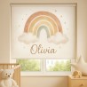 Estor infantil personalizado Arcoíris Acuarela 16-26· Decoración bebé niña · Enrollable a medida · Hecho en España
