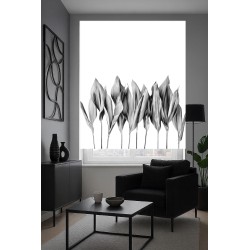Estor Moderno Blanco y Negro | Diseño Minimalista Botánico | A Medida