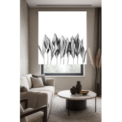 Estor Moderno Blanco y Negro | Diseño Minimalista Botánico | A Medida