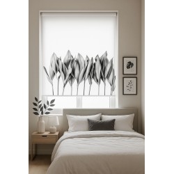 Estor Moderno Blanco y Negro | Diseño Minimalista Botánico | A Medida
