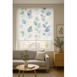 Estor Enrollable Moderno a Medida | Botánico Acuarela Azul-Verde