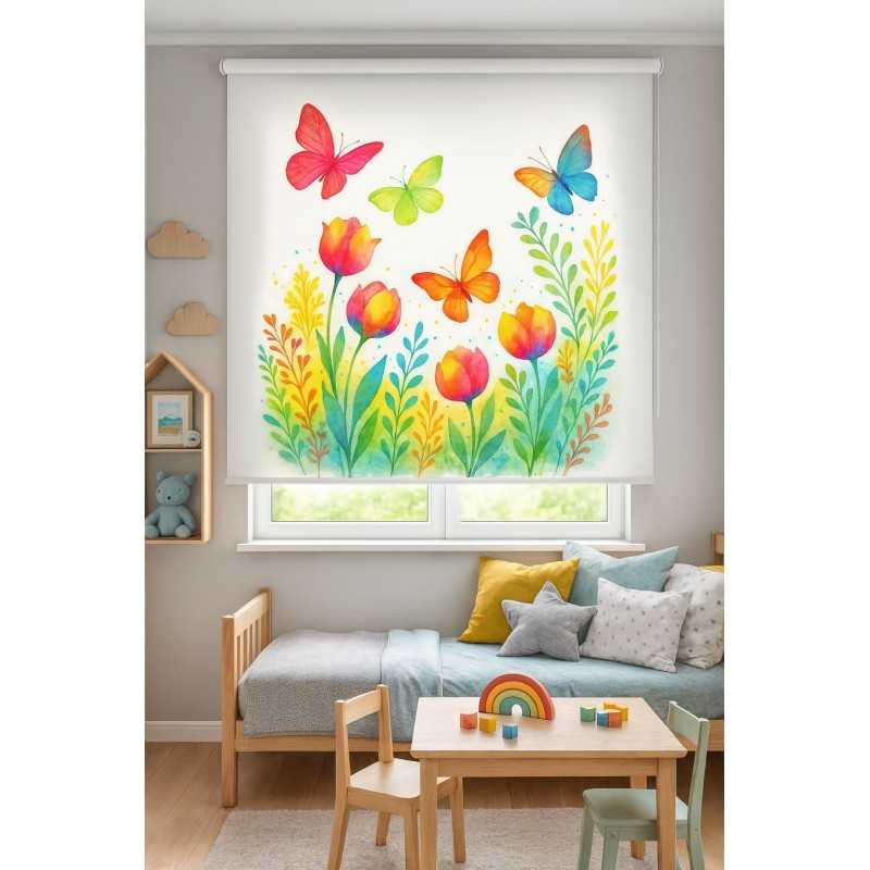 Estor infantil niña Butterfly Colors Dream | Estor enrollable flores y mariposas