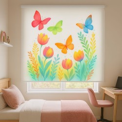 Estor infantil niña Butterfly Colors Dream | Estor enrollable flores y mariposas