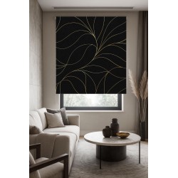 Estor Enrollable Negro con Líneas Doradas – A Medida y Estampación Digital Premium