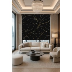 Estor Enrollable Negro con Líneas Doradas – A Medida y Estampación Digital Premium