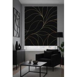 Estor Enrollable Negro con Líneas Doradas – A Medida y Estampación Digital Premium