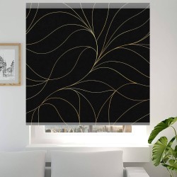 Estor Enrollable Negro con Líneas Doradas – A Medida y Estampación Digital Premium