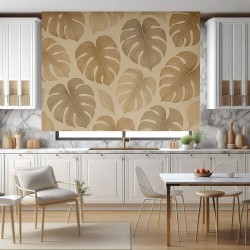 Estor Enrollable Hojas Monstera · Diseño Botánico en Tonos Arena | A Medida