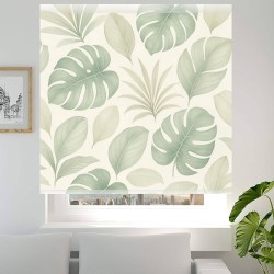 Estor Enrollable Hojas Monstera Verde Calma · Diseño Natural & A Medida