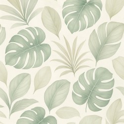 Estor Enrollable Hojas Monstera Verde Calma · Diseño Natural & A Medida