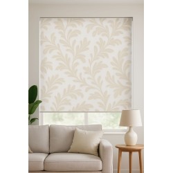 Estor Enrollable Damasco Nórdico Suave · Beige Elegante · Fabricado a Medida