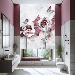 Estor Floral 3D Rosas y Mariposas · Premium y A Medida