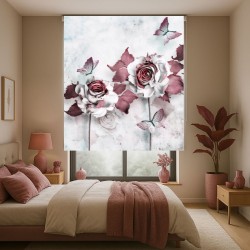 Estor Floral 3D Rosas y Mariposas · Premium y A Medida