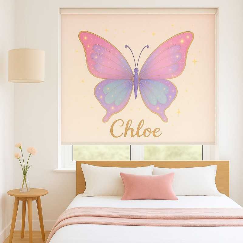 Estor Juvenil Personalizado Mariposa | Estores Enrollables para Chicas con Nombre