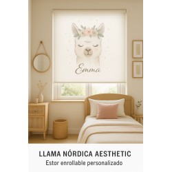 Estor Infantil Personalizado Llama Nórdica | Estores para Niñas | Hecho a Medida