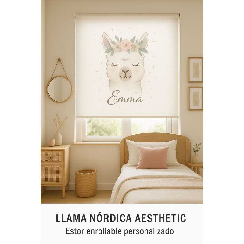 Estor Infantil Personalizado Llama Nórdica | Estores para Niñas | Hecho a Medida