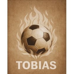 Estor infantil personalizado fútbol con nombre | Balón en llamas
