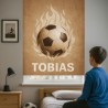 Estor infantil personalizado fútbol con nombre | Balón en llamas