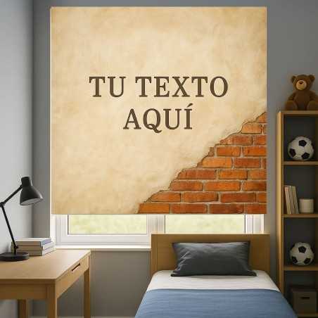 Estor Juvenil Pared Ladrillo con Nombre | Estor Enrollable Personalizado