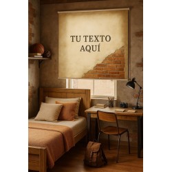 Estor Juvenil Pared Ladrillo con Nombre | Estor Enrollable Personalizado