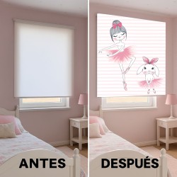 Estor Infantil Niña Bailarina Rosa Personalizado | Estor Enrollable Habitación Bebé