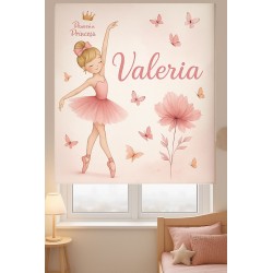 Estor Infantil Bailarina Rosa Personalizado con Nombre | Estor Enrollable Bebé