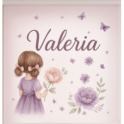 Estor Infantil Personalizado con Nombre y Flores | Estor Enrollable Bebé Niña