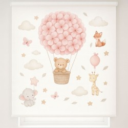 Estor Enrollable Infantil Niña con Animales | Habitación Bebé Rosa