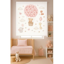 Estor Enrollable Infantil Niña con Animales | Habitación Bebé Rosa