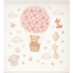 Estor Enrollable Infantil Niña con Animales | Habitación Bebé Rosa