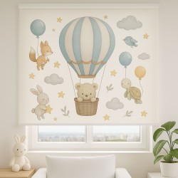 Estor Enrollable Infantil Niño con Animales | Habitación Bebé Azul
