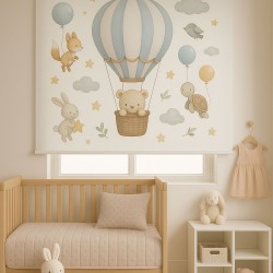 Estor Enrollable Infantil Niño con Animales | Habitación Bebé Azul