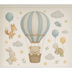 Estor Enrollable Infantil Niño con Animales | Habitación Bebé Azul