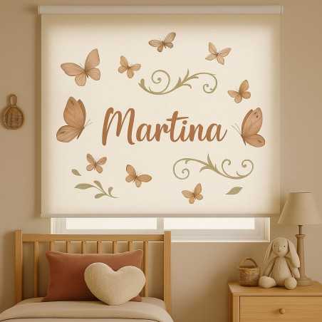 Estor infantil personalizado MARIPOSAS MARTINA con nombre | Estores enrollables niña