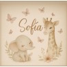 Estor Infantil Personalizado Sofía Elefante y Jirafa | Bebé Niña