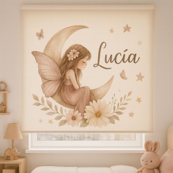 Estor Infantil Personalizado con Nombre – Hada en la Luna · Modelo Lucía | Estores Iroa