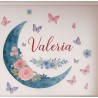 Estor juvenil personalizado Valeria | Luna y mariposas en acuarela